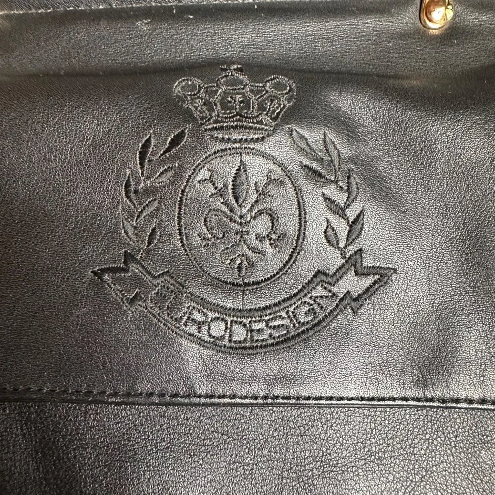 Vintage Eurodesign Black Leather Portfolio Bag With Shoulder Strap & Buckle Clos - Picture 2 of 12